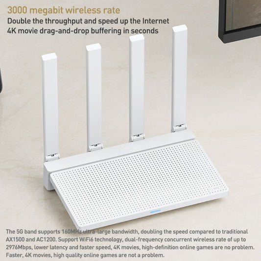 Original Xiaomi AX3000T 2.4GHz/5GHz Dual-band 1.3GHz CPU Router Supports NFC Connection, US Plug(White) by Xiaomi