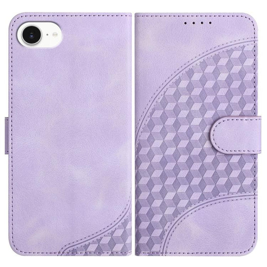 For iPhone 16e YX0060 Elephant Head Embossed Phone Leather Case with Lanyard(Light Purple) by buy2fix