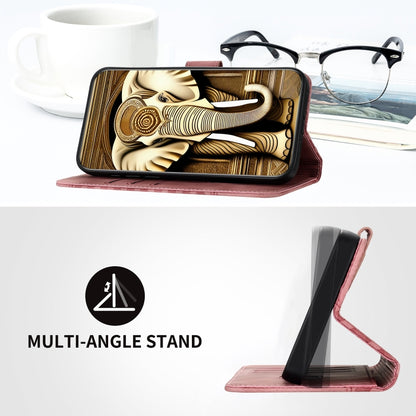 For iPhone 16e YX0060 Elephant Head Embossed Phone Leather Case with Lanyard(Pink) by buy2fix