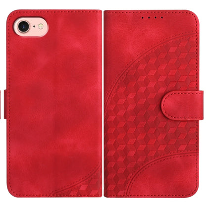 For iPhone SE 2024 YX0060 Elephant Head Embossed Phone Leather Case with Lanyard(Red) - More iPhone Cases by buy2fix | Online Shopping UK | buy2fix