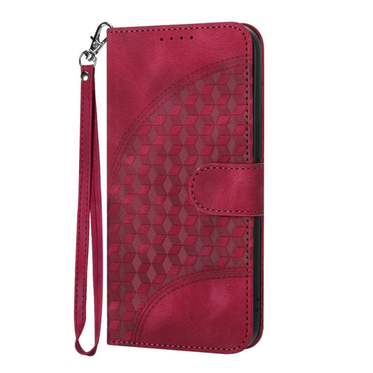 For iPhone 16 YX0060 Elephant Head Embossed Phone Leather Case with Lanyard(Rose Red) by buy2fix
