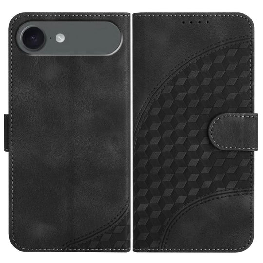 For iPhone Air YX0060 Elephant Head Embossed Phone Leather Case with Lanyard(Black)
