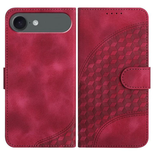 For iPhone Air YX0060 Elephant Head Embossed Phone Leather Case with Lanyard(Rose Red) - iPhone Air Cases by buy2fix | Online Shopping UK | buy2fix