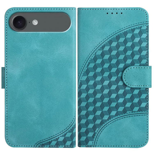 For iPhone Air YX0060 Elephant Head Embossed Phone Leather Case with Lanyard(Light Blue)
