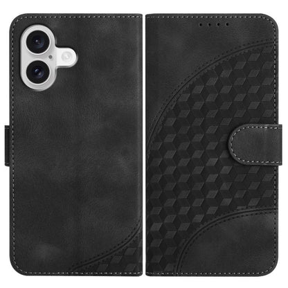 For iPhone 17 YX0060 Elephant Head Embossed Phone Leather Case with Lanyard(Black) - iPhone 17 Cases by buy2fix | Online Shopping UK | buy2fix