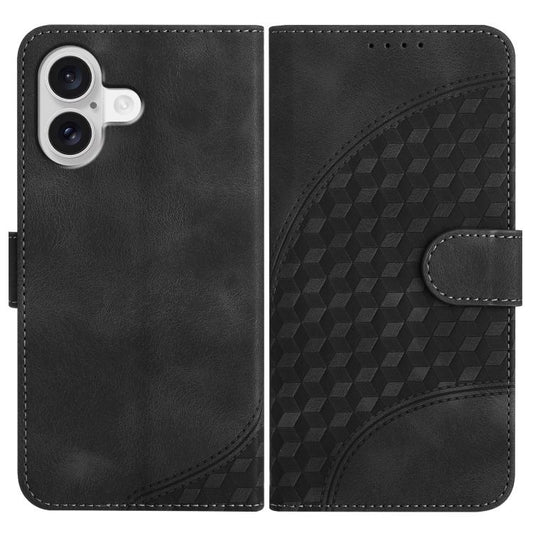 For iPhone 17 YX0060 Elephant Head Embossed Phone Leather Case with Lanyard(Black) - iPhone 17 Cases by buy2fix | Online Shopping UK | buy2fix