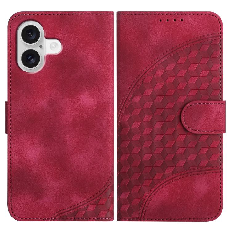 For iPhone 17 YX0060 Elephant Head Embossed Phone Leather Case with Lanyard(Rose Red) - iPhone 17 Cases by buy2fix | Online Shopping UK | buy2fix