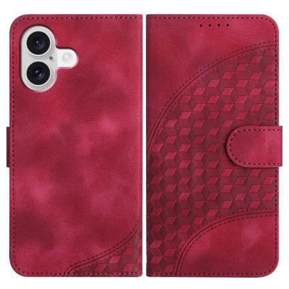 For iPhone 17 YX0060 Elephant Head Embossed Phone Leather Case with Lanyard(Rose Red) - iPhone 17 Cases by buy2fix | Online Shopping UK | buy2fix