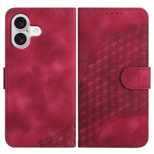 For iPhone 17 YX0060 Elephant Head Embossed Phone Leather Case with Lanyard(Rose Red) - iPhone 17 Cases by buy2fix | Online Shopping UK | buy2fix