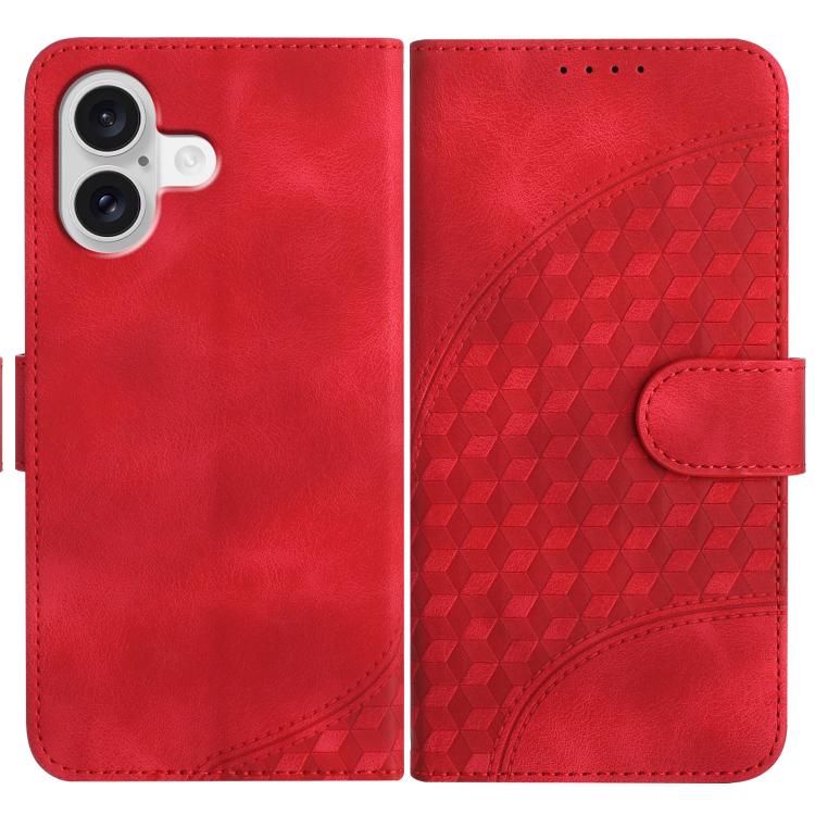 For iPhone 17 YX0060 Elephant Head Embossed Phone Leather Case with Lanyard(Red) - iPhone 17 Cases by buy2fix | Online Shopping UK | buy2fix