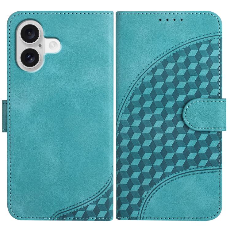 For iPhone 17 YX0060 Elephant Head Embossed Phone Leather Case with Lanyard(Light Blue) - iPhone 17 Cases by buy2fix | Online Shopping UK | buy2fix
