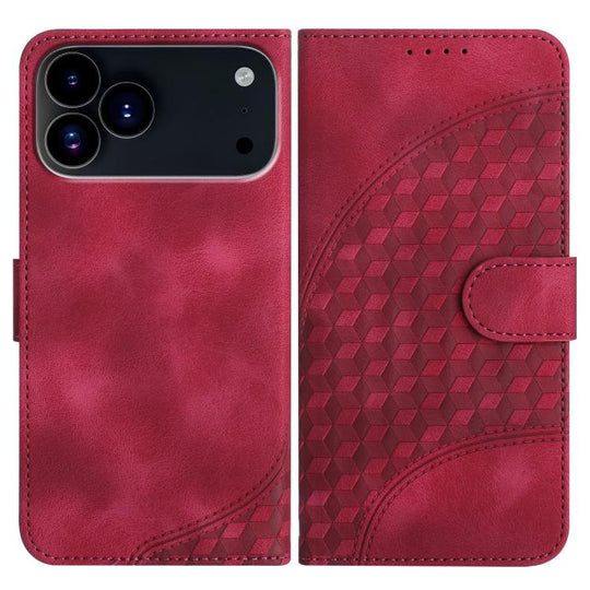 For iPhone 18 Pro Max / 17 Pro Max YX0060 Elephant Head Embossed Phone Leather Case with Lanyard(Rose Red)