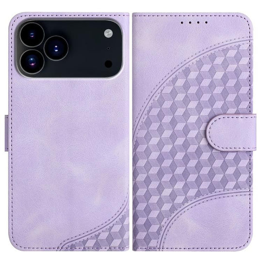 For iPhone 18 Pro / 17 Pro YX0060 Elephant Head Embossed Phone Leather Case with Lanyard(Light Purple)