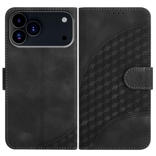For iPhone 18 Pro / 17 Pro YX0060 Elephant Head Embossed Phone Leather Case with Lanyard(Black)