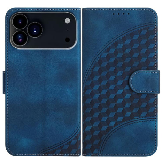 For iPhone 18 Pro / 17 Pro YX0060 Elephant Head Embossed Phone Leather Case with Lanyard(Royal Blue)