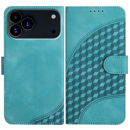For iPhone 18 Pro / 17 Pro YX0060 Elephant Head Embossed Phone Leather Case with Lanyard(Light Blue)