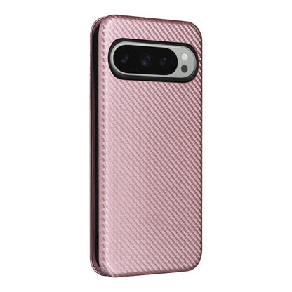 For Google Pixel 10 Pro XL 5G Global Carbon Fiber Texture Flip Leather Phone Case(Pink) - Google Cases by buy2fix | Online Shopping UK | buy2fix