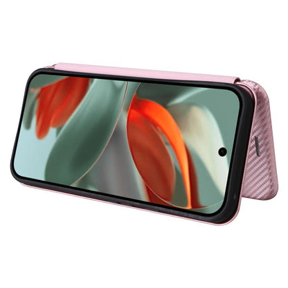 For Google Pixel 10 Pro XL 5G Global Carbon Fiber Texture Flip Leather Phone Case(Pink) - Google Cases by buy2fix | Online Shopping UK | buy2fix