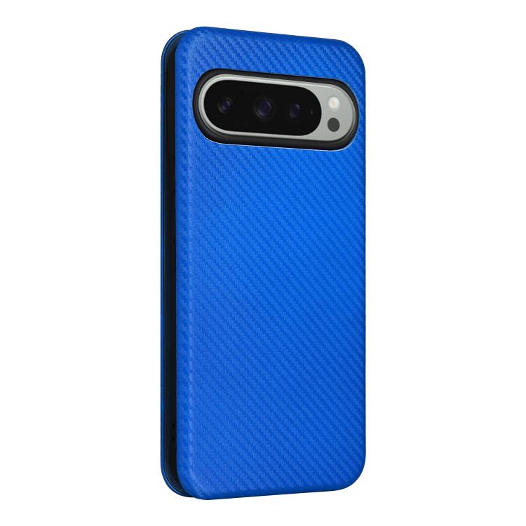 For Google Pixel 10 Pro XL 5G Global Carbon Fiber Texture Flip Leather Phone Case(Blue) - Google Cases by buy2fix | Online Shopping UK | buy2fix