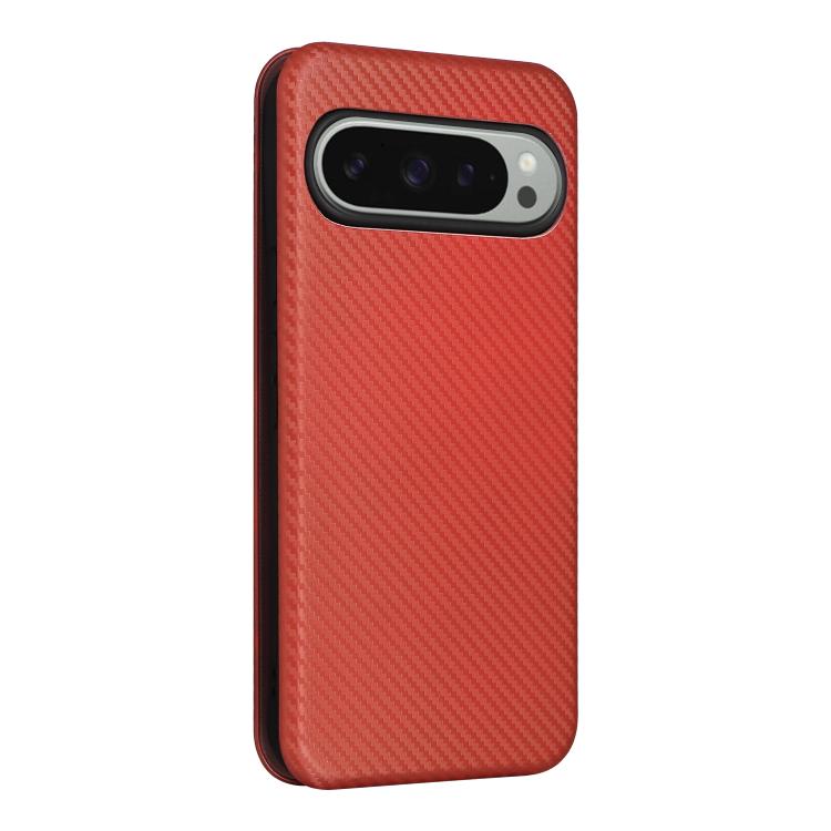 For Google Pixel 10 Pro XL 5G Global Carbon Fiber Texture Flip Leather Phone Case(Brown) - Google Cases by buy2fix | Online Shopping UK | buy2fix