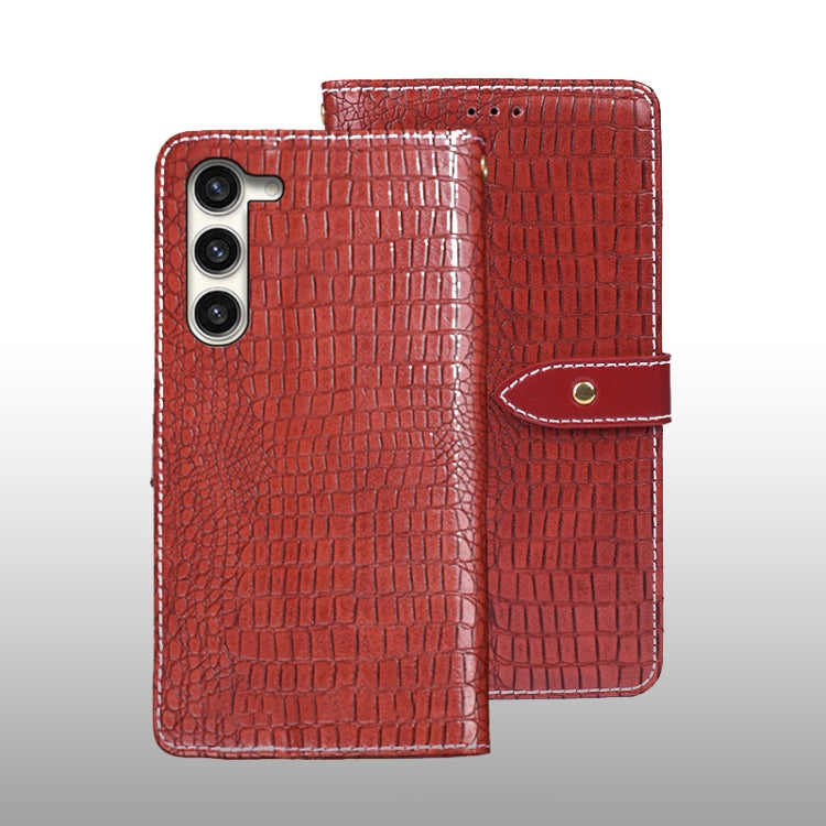 For Samsung Galaxy S24+ 5G idewei Crocodile Texture Leather Phone Case(Red) - Galaxy S24+ 5G Cases by idewei | Online Shopping UK | buy2fix