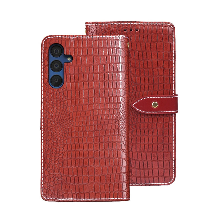 For Samsung Galaxy A15 5G idewei Crocodile Texture Leather Phone Case(Red) - Galaxy Phone Cases by idewei | Online Shopping UK | buy2fix