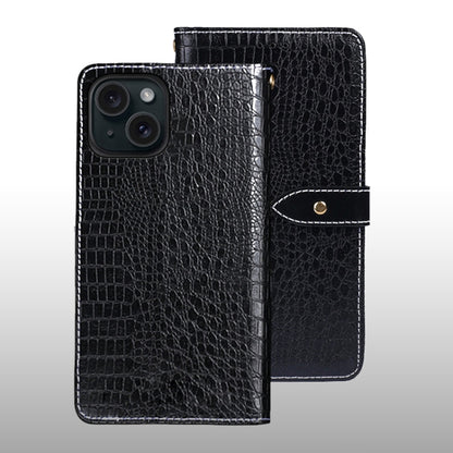 For iPhone 15 Pro idewei Crocodile Texture Leather Phone Case(Black) - iPhone 15 Pro Cases by idewei | Online Shopping UK | buy2fix