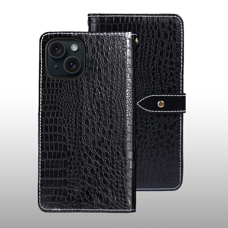 For iPhone 15 Pro Max idewei Crocodile Texture Leather Phone Case(Black) - iPhone 15 Pro Max Cases by idewei | Online Shopping UK | buy2fix