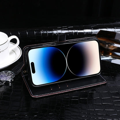 For iPhone 15 Plus idewei Crocodile Texture Leather Phone Case(Dark Blue) - iPhone 15 Plus Cases by idewei | Online Shopping UK | buy2fix