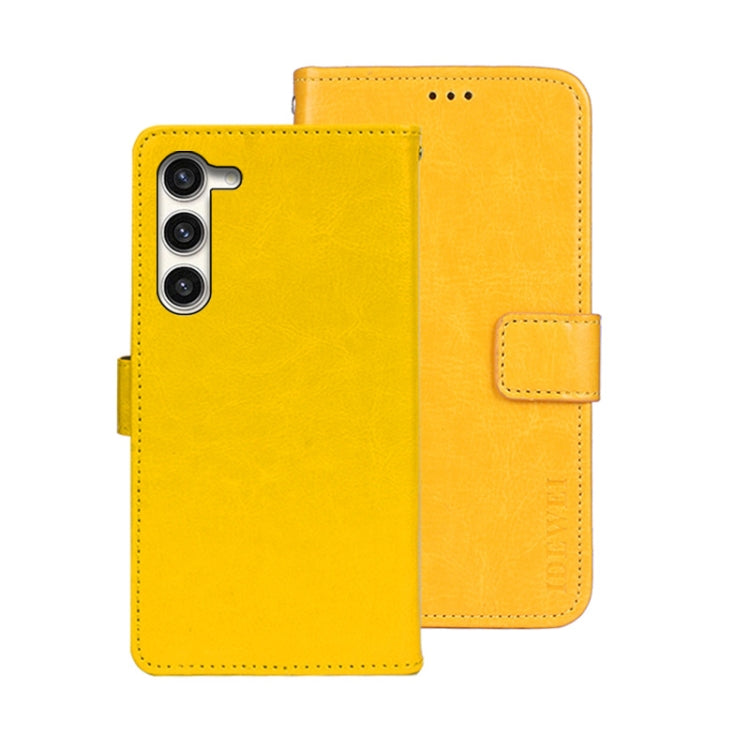 For Samsung Galaxy S24+ 5G idewei Crazy Horse Texture Leather Phone Case(Yellow) - Galaxy S24+ 5G Cases by idewei | Online Shopping UK | buy2fix