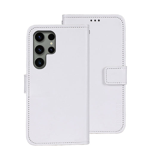 For Samsung Galaxy S24 Ultra 5G idewei Crazy Horse Texture Leather Phone Case(White) - Galaxy S24 Ultra 5G Cases by idewei | Online Shopping UK | buy2fix