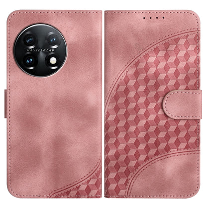 For OnePlus 11 YX0060 Elephant Head Embossed Phone Leather Case with Lanyard(Pink) - OnePlus Cases by buy2fix | Online Shopping UK | buy2fix