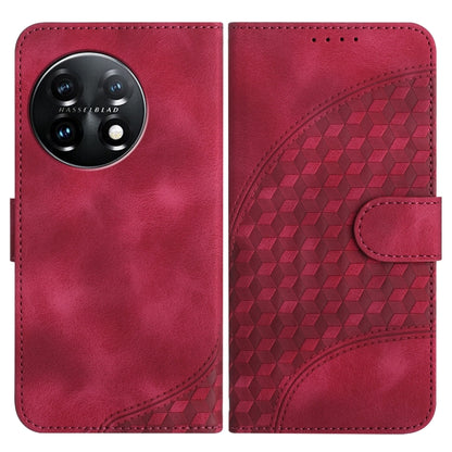 For OnePlus 11 Elephant Head Embossed Phone Leather Case with Lanyard(Rose Red) by buy2fix