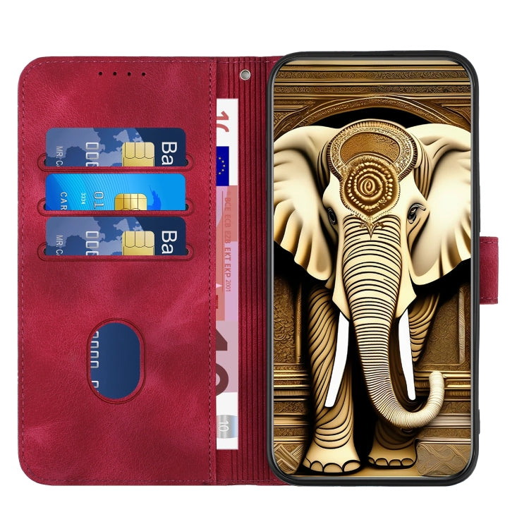 For OnePlus 11 Elephant Head Embossed Phone Leather Case with Lanyard(Rose Red) by buy2fix