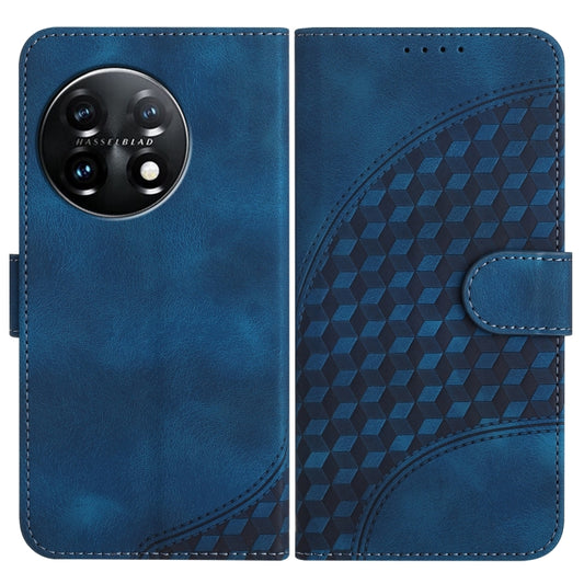 For OnePlus 11 Elephant Head Embossed Phone Leather Case with Lanyard(Royal Blue) by buy2fix