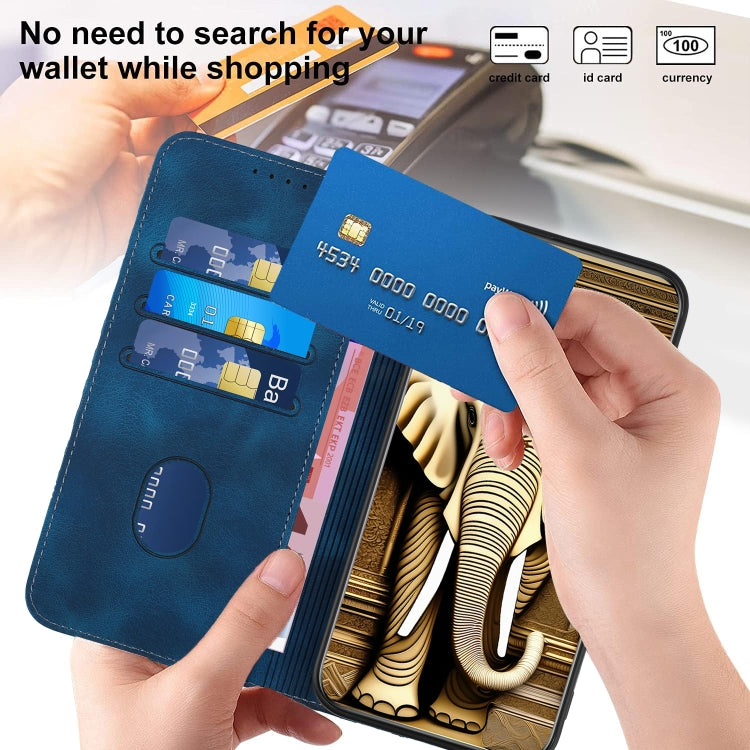 For OnePlus 11 Elephant Head Embossed Phone Leather Case with Lanyard(Royal Blue) by buy2fix