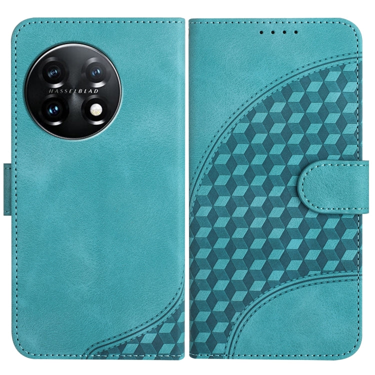 For OnePlus 11 Elephant Head Embossed Phone Leather Case with Lanyard(Light Blue) by buy2fix