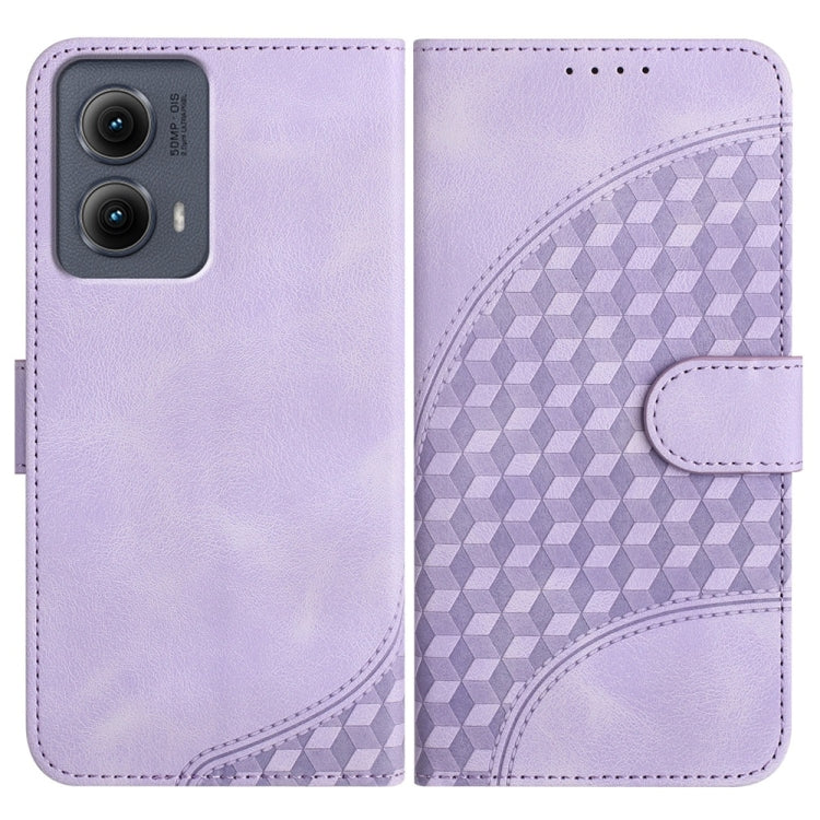 For Motorola Edge 5G 2024 YX0060 Elephant Head Embossed Phone Leather Case with Lanyard(Light Purple) - Motorola Cases by buy2fix | Online Shopping UK | buy2fix