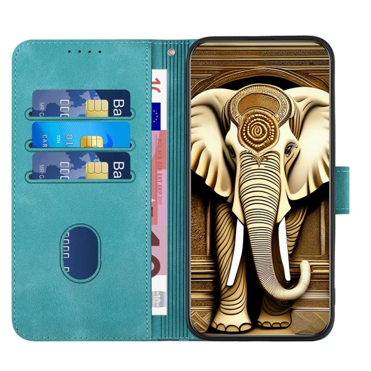 For Motorola Edge 5G 2024 YX0060 Elephant Head Embossed Phone Leather Case with Lanyard(Light Blue) - Motorola Cases by buy2fix | Online Shopping UK | buy2fix