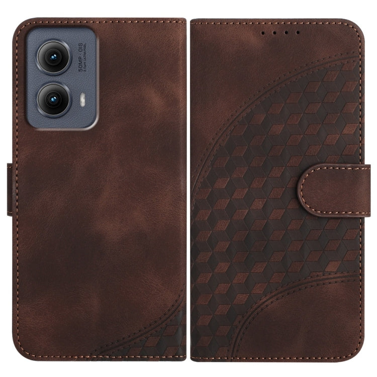 For Motorola Edge 5G 2024 YX0060 Elephant Head Embossed Phone Leather Case with Lanyard(Coffee) - Motorola Cases by buy2fix | Online Shopping UK | buy2fix