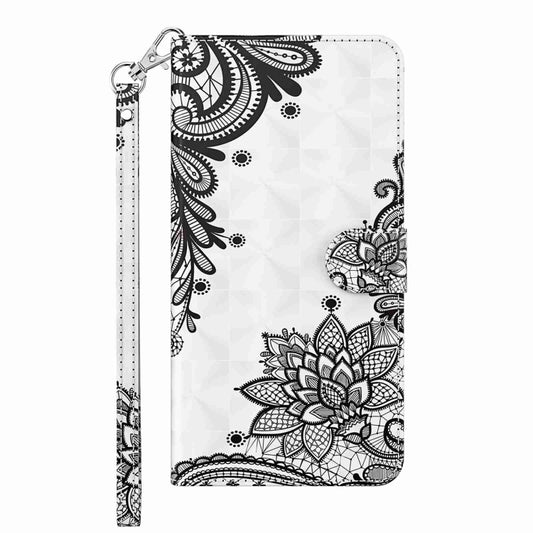 For Xiaomi Redmi 13C 5G / 4G 3D Painting Pattern Flip Leather Phone Case(Diagonal Black Flower) by buy2fix