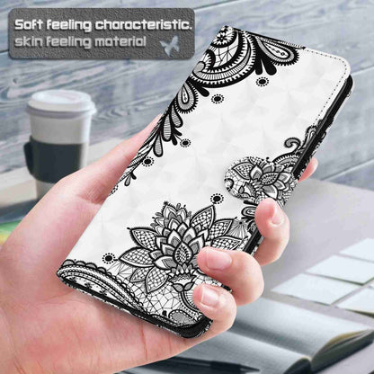 For Xiaomi Redmi 13C 5G / 4G 3D Painting Pattern Flip Leather Phone Case(Diagonal Black Flower) - Xiaomi Cases by buy2fix | Online Shopping UK | buy2fix