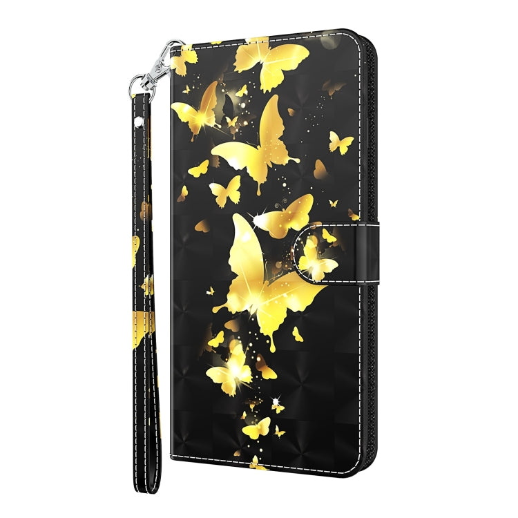 For Xiaomi Redmi Note 13 4G 3D Painting Pattern Flip Leather Phone Case(Gold Butterfly) - Note 13 Cases by buy2fix | Online Shopping UK | buy2fix