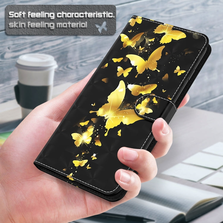 For Xiaomi Redmi Note 13 4G 3D Painting Pattern Flip Leather Phone Case(Gold Butterfly) - Note 13 Cases by buy2fix | Online Shopping UK | buy2fix