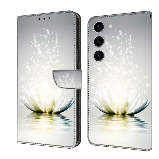 For Samsung Galaxy S24 5G Crystal 3D Shockproof Protective Leather Phone Case(Light Lotus)