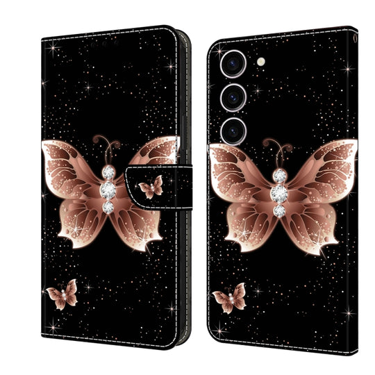 For Samsung Galaxy S24 5G Crystal 3D Shockproof Protective Leather Phone Case(Pink Diamond Butterfly)