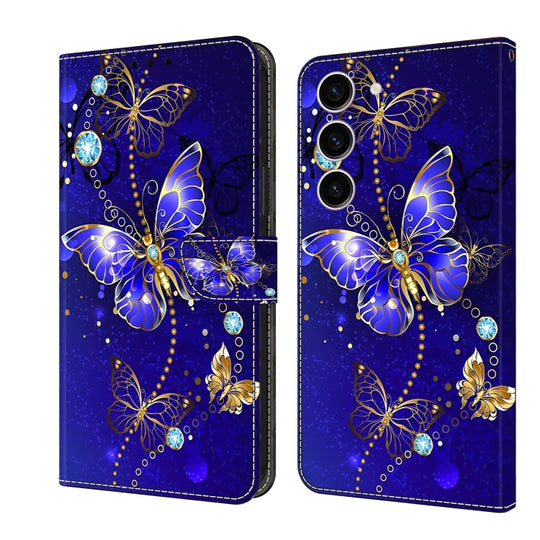 For Samsung Galaxy S24 5G Crystal 3D Shockproof Protective Leather Phone Case(Diamond Butterfly)