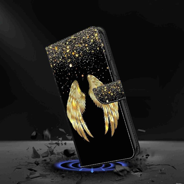 For Samsung Galaxy S24 Ultra 5G Crystal 3D Shockproof Protective Leather Phone Case(Golden Wings) - Galaxy S24 Ultra 5G Cases by buy2fix | Online Shopping UK | buy2fix