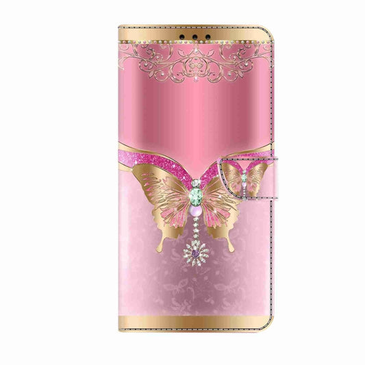 For Honor Magic5 Pro Crystal 3D Shockproof Protective Leather Phone Case(Pink Bottom Butterfly) by buy2fix