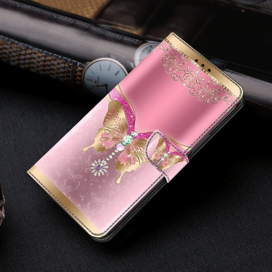 For Honor Magic6 Lite Crystal 3D Shockproof Protective Leather Phone Case(Pink Bottom Butterfly) by buy2fix